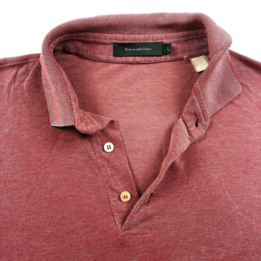 Ermenegildo Zegna Red Polo Shirt Large Made in Italy Cotton Luxury Designer Golf